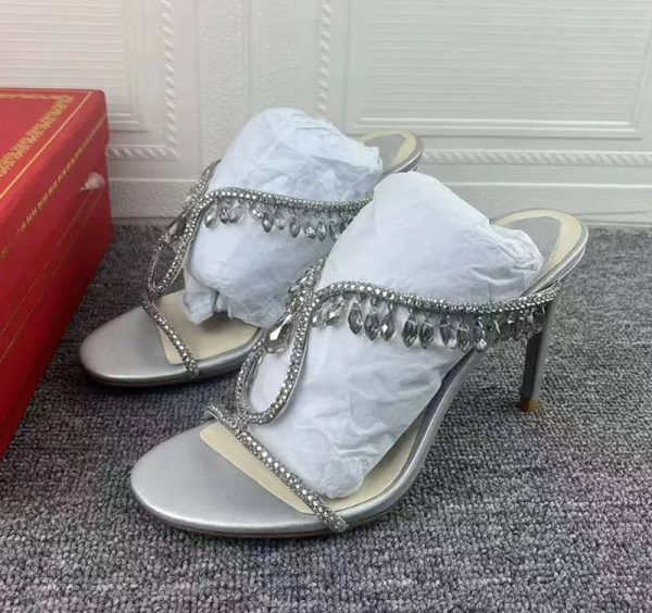 Luxury Crystal Rhinestones  Pendant Narrow Band High Heels Sandals - Image 10