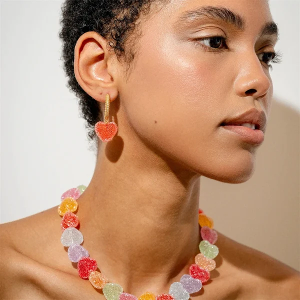 Luxury Cute Light Love Candy Metal Copper Small Drop Earrings - Image 4