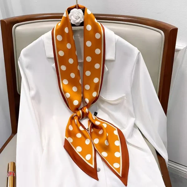 Luxury Design Silk Skinny Headwear Print Neck Tie Hair Hand Bag Ribbon Wrist Belt Foulard Scarf - Image 3
