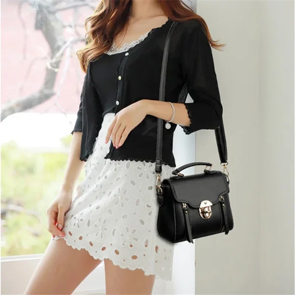 Luxury Designer PU Leather Flap High Quality Small Square Crossbody Shoulder Bag - Image 3