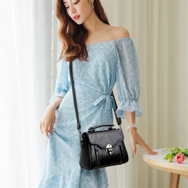 Luxury Designer PU Leather Flap High Quality Small Square Crossbody Shoulder Bag - Image 2