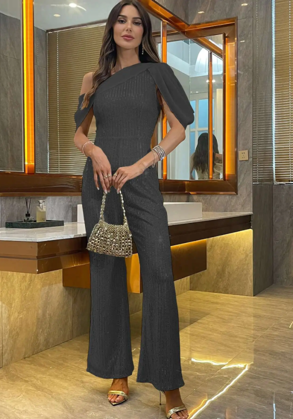 Luxury Elegant Backless  One-Shoulder Pants One Pieces Romper Jumpsuit