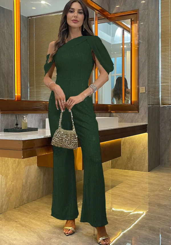 Luxury Elegant Backless  One-Shoulder Pants One Pieces Romper Jumpsuit - Image 9