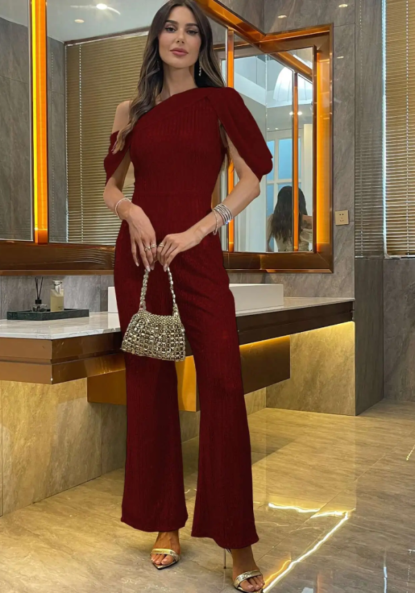 Luxury Elegant Backless  One-Shoulder Pants One Pieces Romper Jumpsuit - Image 27