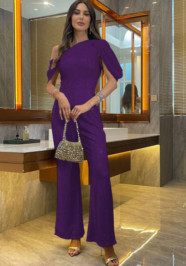 Luxury Elegant Backless  One-Shoulder Pants One Pieces Romper Jumpsuit - Image 19