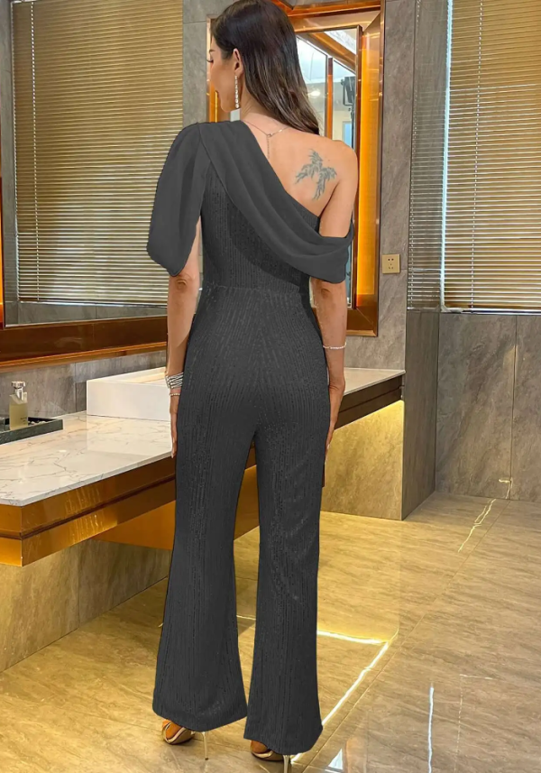 Luxury Elegant Backless  One-Shoulder Pants One Pieces Romper Jumpsuit - Image 2