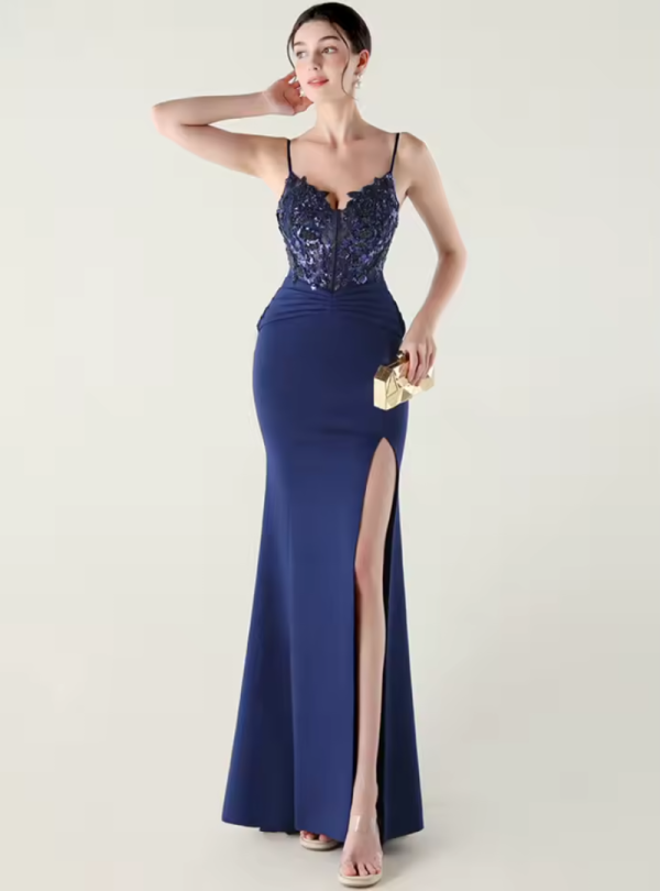 Luxury Elegant Backless Sleeveless Squint Vestidos Split Prom Party Dresses - Image 2