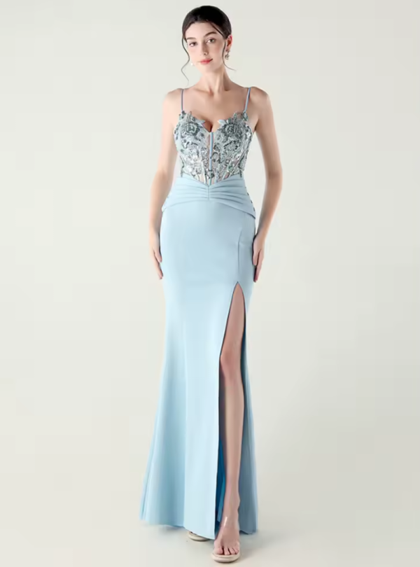 Luxury Elegant Backless Sleeveless Squint Vestidos Split Prom Party Dresses - Image 3