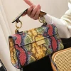 Luxury Fashionable High-End Texture Light Snake Print Niche Design Versatile Handhold Shoulder Crossbody Bag - Image 3