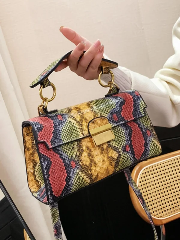 Luxury Fashionable High-End Texture Light Snake Print Niche Design Versatile Handhold Shoulder Crossbody Bag - Image 3