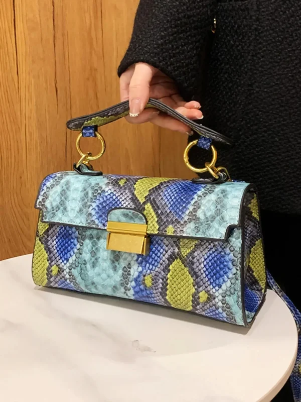 Luxury Fashionable High-End Texture Light Snake Print Niche Design Versatile Handhold Shoulder Crossbody Bag - Image 4