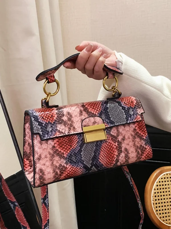 Luxury Fashionable High-End Texture Light Snake Print Niche Design Versatile Handhold Shoulder Crossbody Bag - Image 6