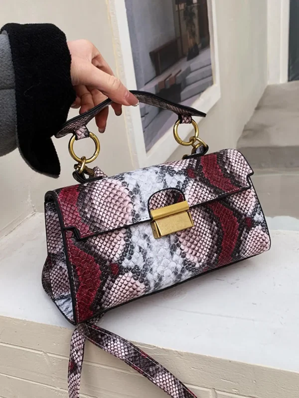 Luxury Fashionable High-End Texture Light Snake Print Niche Design Versatile Handhold Shoulder Crossbody Bag - Image 7