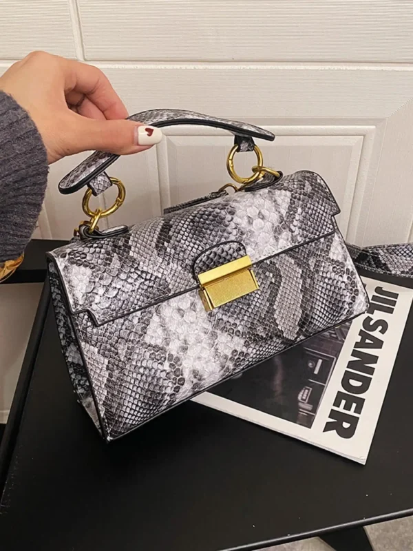 Luxury Fashionable High-End Texture Light Snake Print Niche Design Versatile Handhold Shoulder Crossbody Bag - Image 5