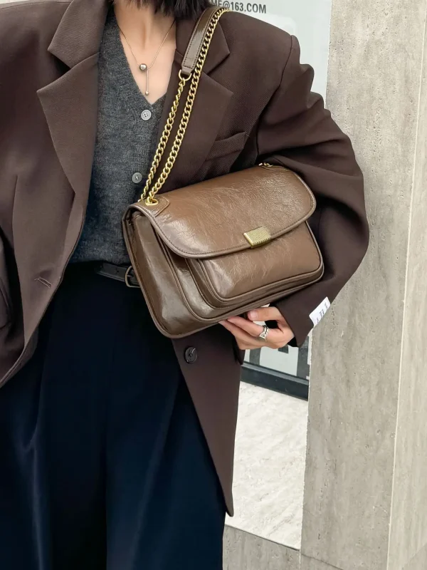 Luxury Genuine Cowhide Leather Satchel Tofu Small Square Shoulder Crossbody Bags - Image 9