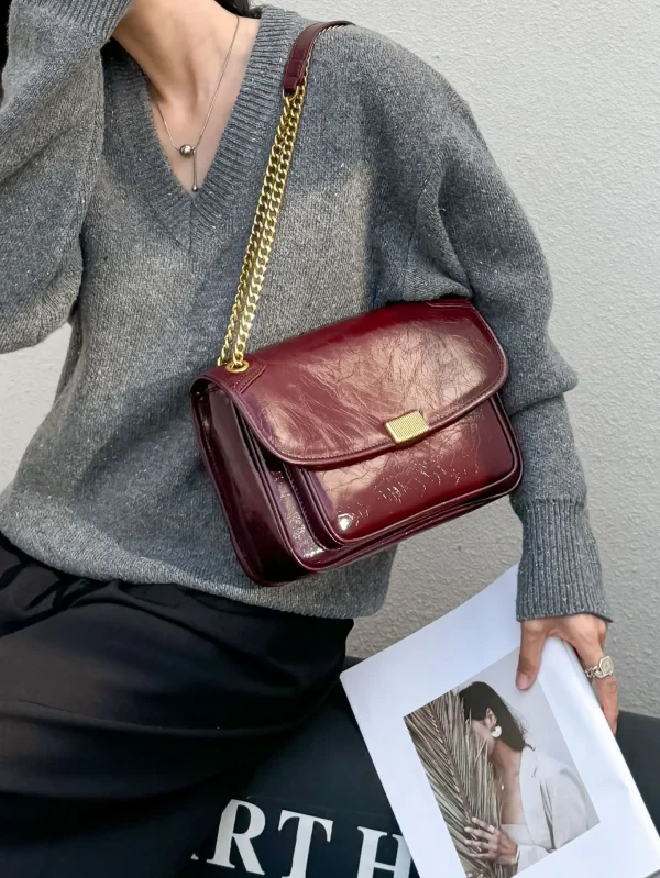 Luxury Genuine Cowhide Leather Satchel Tofu Small Square Shoulder Crossbody Bags - Image 7