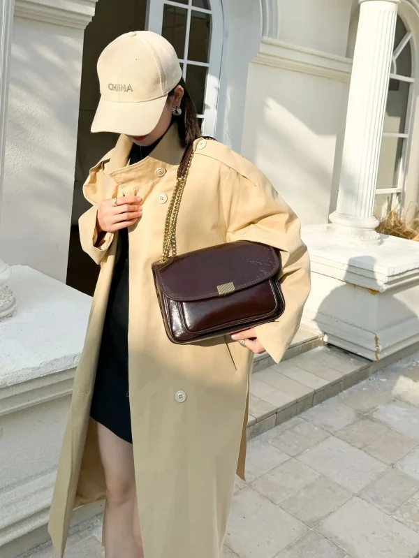 Luxury Genuine Cowhide Leather Satchel Tofu Small Square Shoulder Crossbody Bags - Image 6