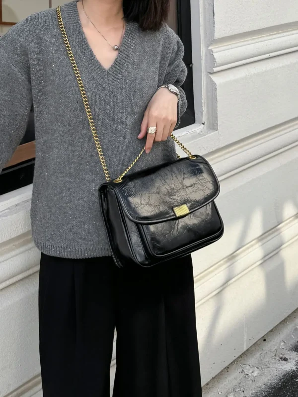 Luxury Genuine Cowhide Leather Satchel Tofu Small Square Shoulder Crossbody Bags
