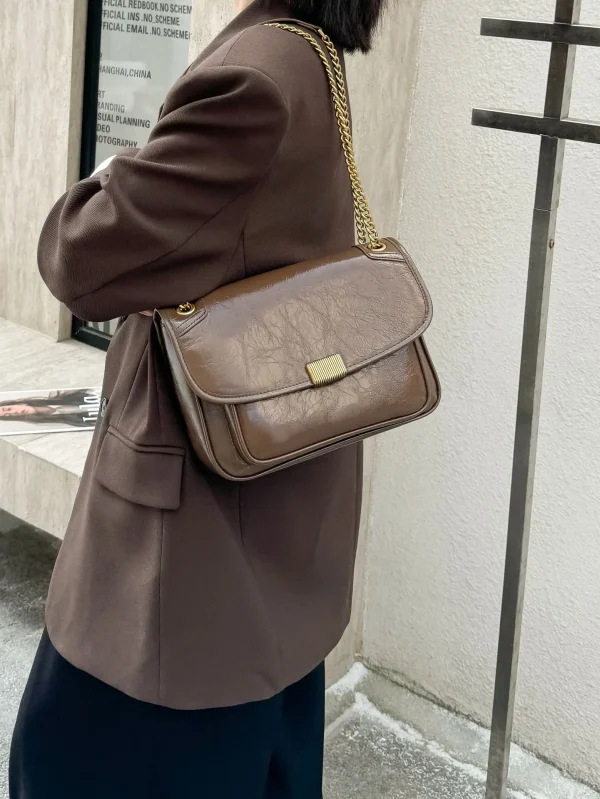 Luxury Genuine Cowhide Leather Satchel Tofu Small Square Shoulder Crossbody Bags - Image 10