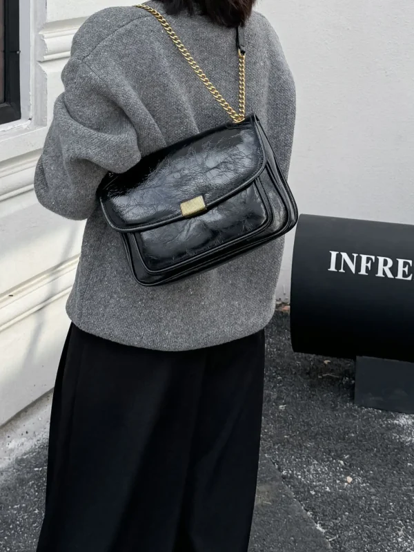 Luxury Genuine Cowhide Leather Satchel Tofu Small Square Shoulder Crossbody Bags - Image 2