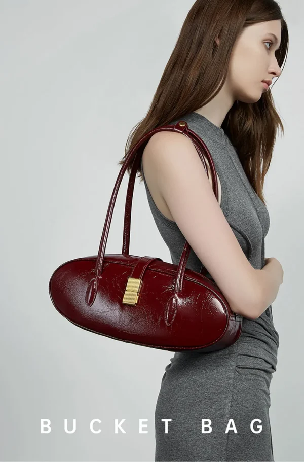 Luxury Genuine Leather Designer High Quality Cowhide Baguette Shoulder Bag - Image 6