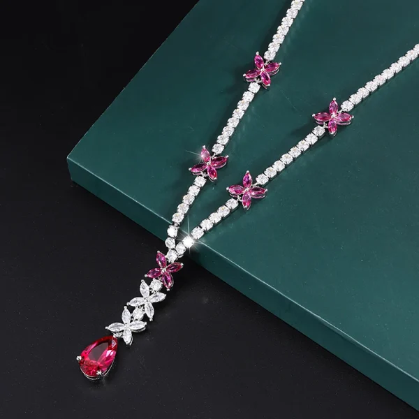 Luxury High Carbon Diamond Cocktail Party Gemstone Pendant Necklace - Image 2