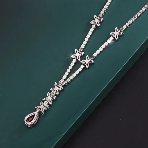 Luxury High Carbon Diamond Cocktail Party Gemstone Pendant Necklace - Image 4