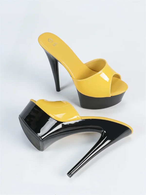 Luxury Lacquer Leather PVC Peep Toe Party Platform High Heels Sandal - Image 9