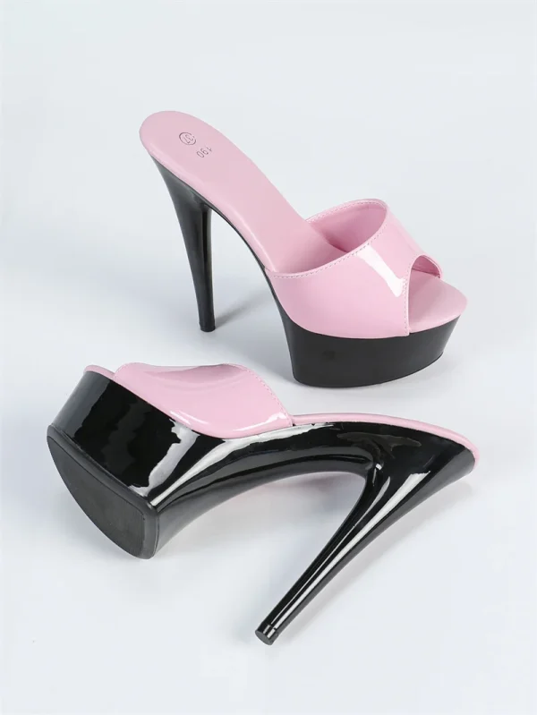 Luxury Lacquer Leather PVC Peep Toe Party Platform High Heels Sandal - Image 6