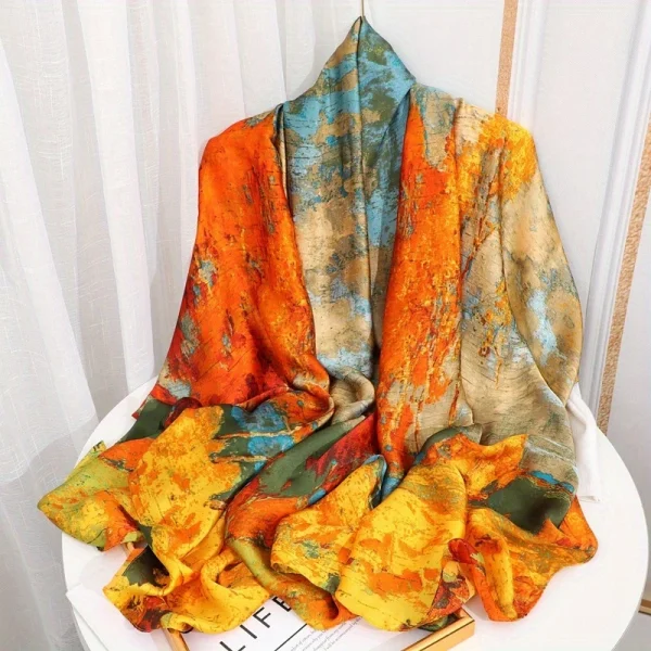 Luxury Large Shawl Wrap Muslim Hijab Headband Beach Stoles Satin Silk Scarf - Image 3
