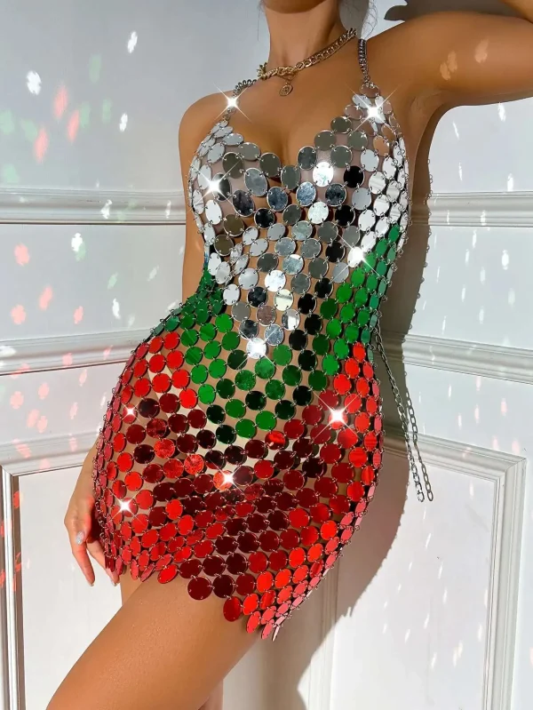 Luxury Metal Sequin Backless Club Birthday Party Evening Dresses - Image 14