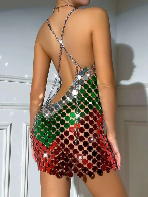 Luxury Metal Sequin Backless Club Birthday Party Evening Dresses - Image 15