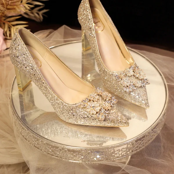 Luxury Pointed Toe Rhinestone Bridesmaid Wedding Party High Heels - Image 15