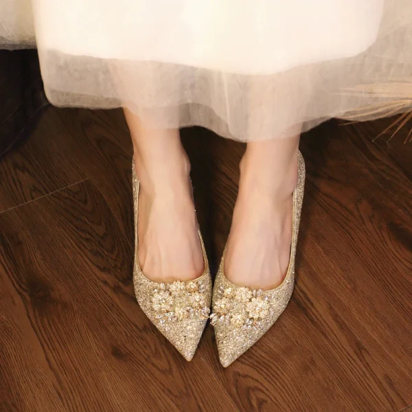 Luxury Pointed Toe Rhinestone Bridesmaid Wedding Party High Heels - Image 3
