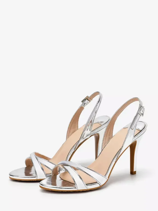 Luxury Polyurethane Open Toe Stiletto Heel High Heel Pumps - Image 3