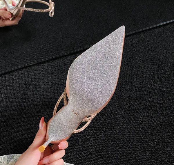 Luxury Rhinestones Bowknot Satin Pointed Toe Wedding Party Thin High Heels - Image 10