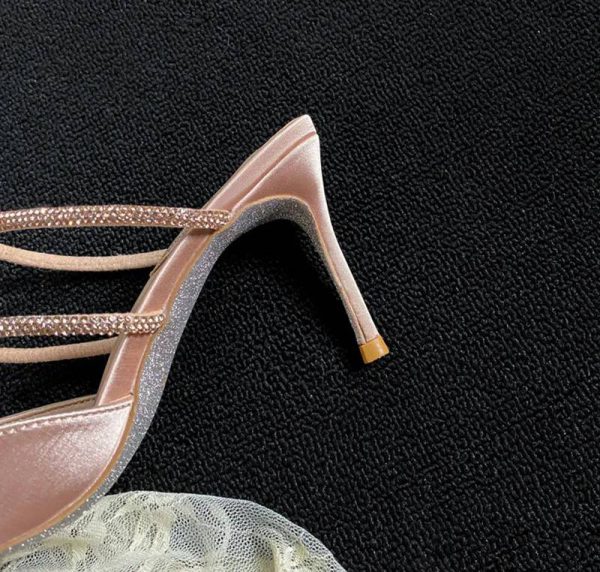 Luxury Rhinestones Bowknot Satin Pointed Toe Wedding Party Thin High Heels - Image 9