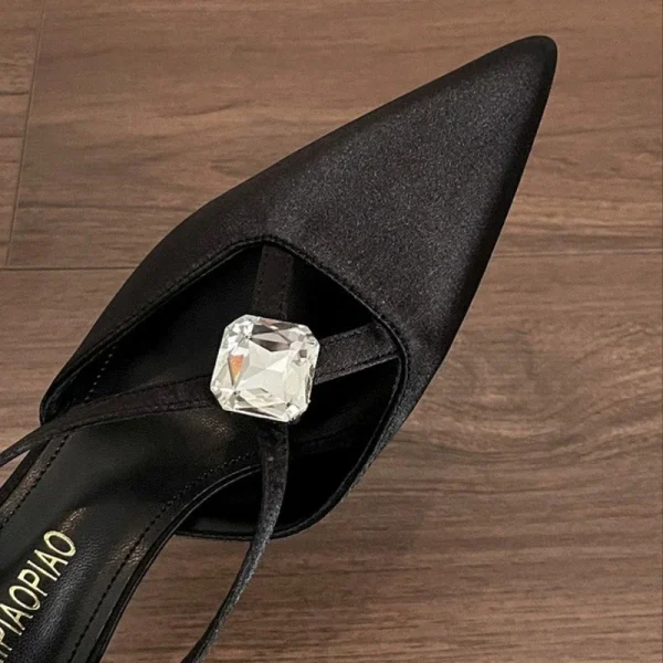Luxury Rhinestones Designer Pointed Toe Satin High Heels Pumps - Image 5