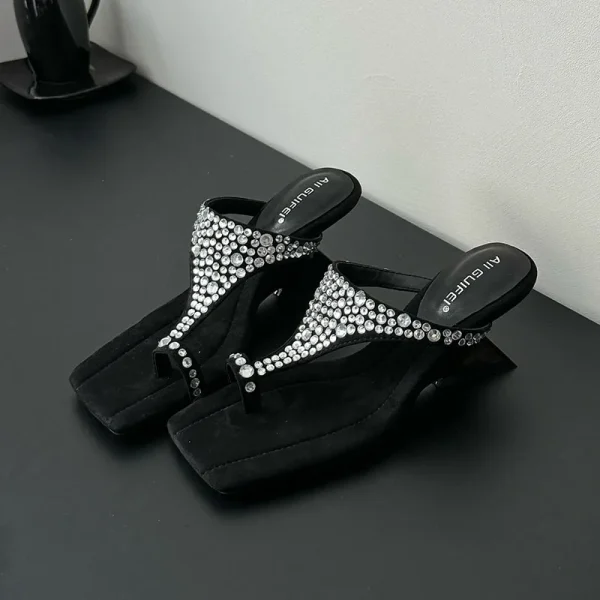 Luxury Rhinestones Rubber Bling Wedges High Heeled Sandals - Image 5