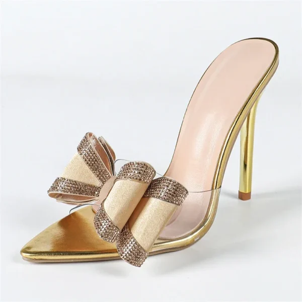 Luxury Roman Pointed Toe Butterfly-knot Thin Super High Heels Sandals - Image 4