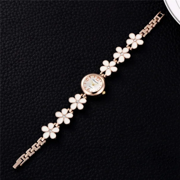 Luxury Round Stainless Steel Flower Clock Relogio Bracelet Clasp Watch - Image 5