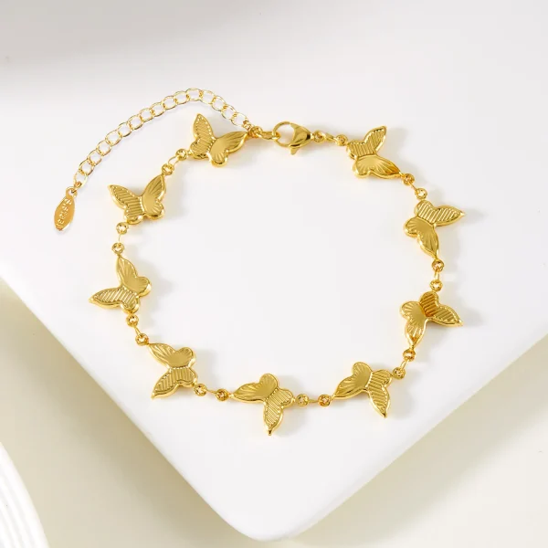 Elegant Geometric Shiny Zircon Golden Butterfly Banquet Charm Bracelet - Image 3