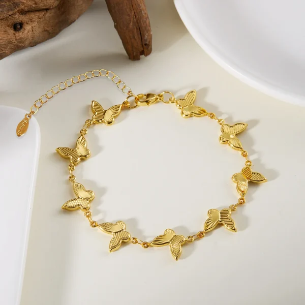 Elegant Geometric Shiny Zircon Golden Butterfly Banquet Charm Bracelet - Image 2