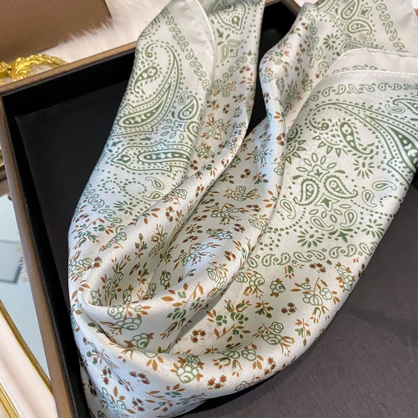 Luxury Silk Paisley Print Square Shawl Decorative Headband Neck Design Bandana Scarf - Image 10