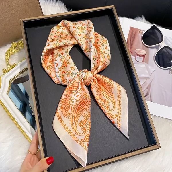 Luxury Silk Paisley Print Square Shawl Decorative Headband Neck Design Bandana Scarf - Image 3
