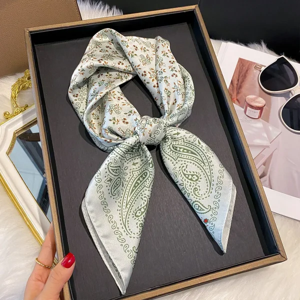Luxury Silk Paisley Print Square Shawl Decorative Headband Neck Design Bandana Scarf - Image 6