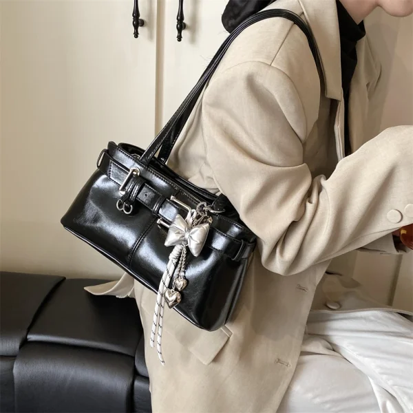 Luxury Solid Designer Branded Totes Belt Buckle Design Shoulder Satchels Bag - Image 6