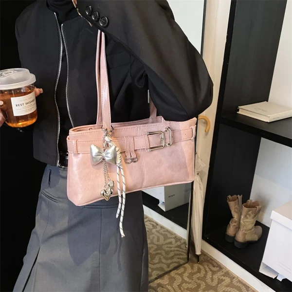 Luxury Solid Designer Branded Totes Belt Buckle Design Shoulder Satchels Bag