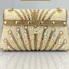 Luxury Striped Pearl Designer Beading Rhinestone Shiny Party Clutch Purses Bags - Image 3