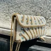 Luxury Striped Pearl Designer Beading Rhinestone Shiny Party Clutch Purses Bags - Image 9